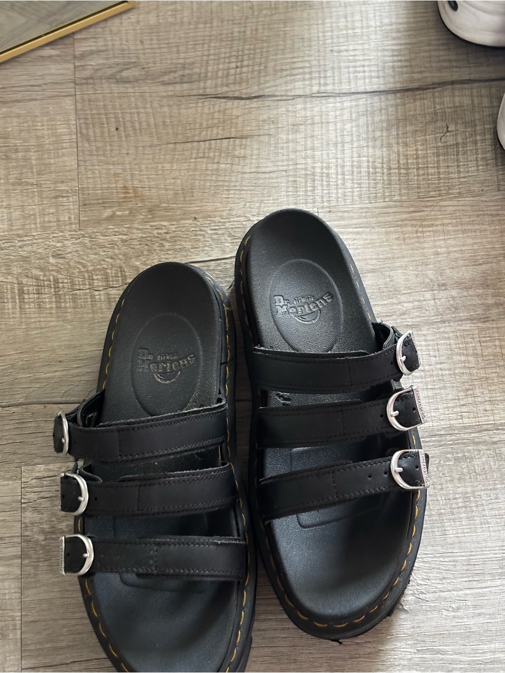 Dr. Martens Black Triple-Buckle Women’s Slide Sandals